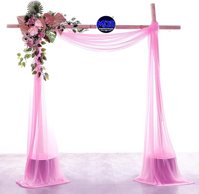 MDS Halloween Chiffon Draping Fabric - 1 Panel, 30" Wide x 50ft Long - Sheer Spooky Arbor & Canopy Drapery for Haunted House Backdrops, Party Ceilings, DIY Costumes & Themed Events - Bubblegum Pink