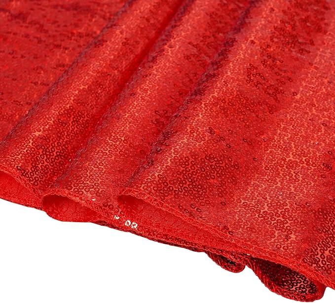 Poise3EHome 7Ft x 7Ft Red Sequin Backdrop, Glitter Thick Satin Sequin Background Drapes, Sparkly Opaque Photography Curtain Backdrop for Wedding Party Holiday Festival Decor