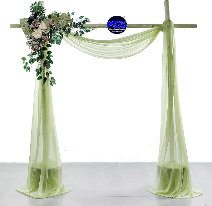 MDS Halloween Chiffon Draping Fabric - 2 Panel, 30" Wide x 75ft Long - Sheer Spooky Arbor & Canopy Drapery for Haunted House Backdrops, Party Ceilings, DIY Costumes & Themed Events - Sage Green