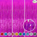 Valentine Backdrop Foil Fringe Curtains Party Decorations - Melsan 3 Pack 3.2 x 8.2 ft Tinsel Curtain Party Photo Backdrop for Birthday Party Baby Shower or Graduation Decorations Rose Red