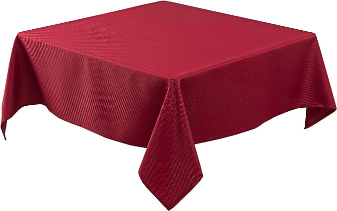 Biscaynebay Textured Fabric Christmas Square Table Cloth 70x70 Inch, Red Water Resistant Spill Proof Tablecloths for Dining, Kitchen, Wedding and Parties, Machine Washable