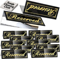 12 Pcs Black Mirrored Reserved Table Signs, 6" x 2" Double Sided Letters, Acrylic Reserved Table Tent Signs with Cleaning Cloth for Wedding Restaurant Ceremony Party Banquet Chairs