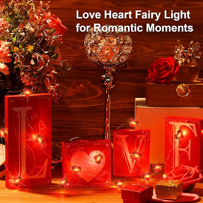 Fairy Lights 7Ft 20 LED Twinkle String Lights Battery Operated Waterproof Firefly Starry for Mason Jar Party Wedding Christmas Valentines Day (Red, 2)