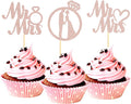 Sotpot 24PCS Miss to Mrs Cupcake Toppers with Ring Rose Gold Glitter for Wedding Bridal Shower Wedding Engagement Party Cake Decorations