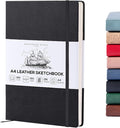 Beechmore Books A4 Sketchbook – 8.5x11 Premium Vegan Leather Bound Large Sketch Book Hardcover with 156 Thick 160gsm Perforated Ivory Pages, Blank Sketch Pad, Gift Boxed, Back Pocket, Ribbon Bookmark