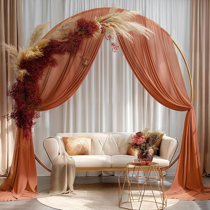 Terracotta Wedding Arch Draping Fabric 1 Panel 30'' x 20FT Terracotta Drapes Sheer Fabric Backdrop Arch Draping Fabrics for Wedding Ceremony Birthday Party Bridal Shower Decoration