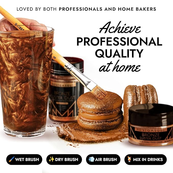 MONÉGASQUE Bronze Edible Glitter for Drinks 7g – Copper Edible Glitter for Cakes & Cocktails – Luster Dust for Drinks, Cocktail, & Chocolate – Drink Shimmering Bronze – Halloween Cake Decorations