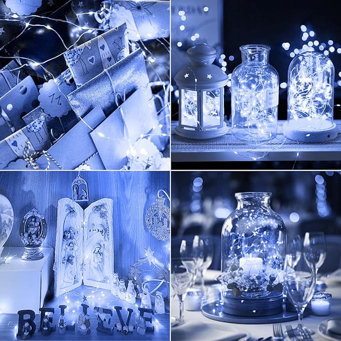 kolpop 12 Pack LED Fairy Lights Battery Operated, 7FT 20 LED Mini Twinkle String Lights Battery Powered Waterproof for Christmas Mason Jars Party (Cool White)