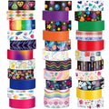 TaoBary 33 Rolls Holiday Plaid Washi Tape, 15 mm Seasonal Washi Tape Set Bohemian Colorful Vintage Cute for Card Wrapping Craft(Cool Style)