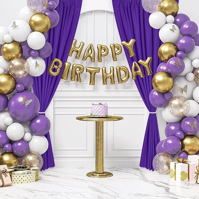 DWCN 10x7 FT Backdrop Curtains for Parties, Photography Backdrop Drapes with Rod Pockets for Wedding Decorations Stage Birthday Family Gatherings, 2 Panels 5ft x 7ft, Purple