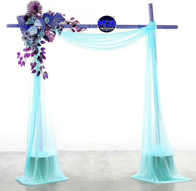 MDS Halloween Chiffon Draping Fabric - 2 Panel, 30" Wide x 40ft Long - Sheer Spooky Arbor & Canopy Drapery for Haunted House Backdrops, Party Ceilings, DIY Costumes & Themed Events - Teal