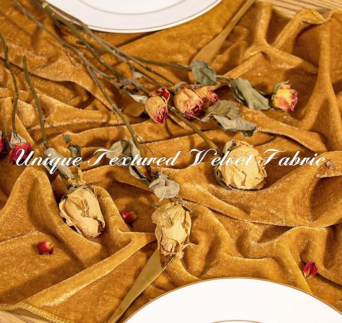 Velvet Table Runner 20 x 120 Inches 10ft Luxurious Thick Soft Velvet Christmas Thanksgiving Wedding Reception Table Runner for Party Reception Decorations(Gold, 6 Pack)
