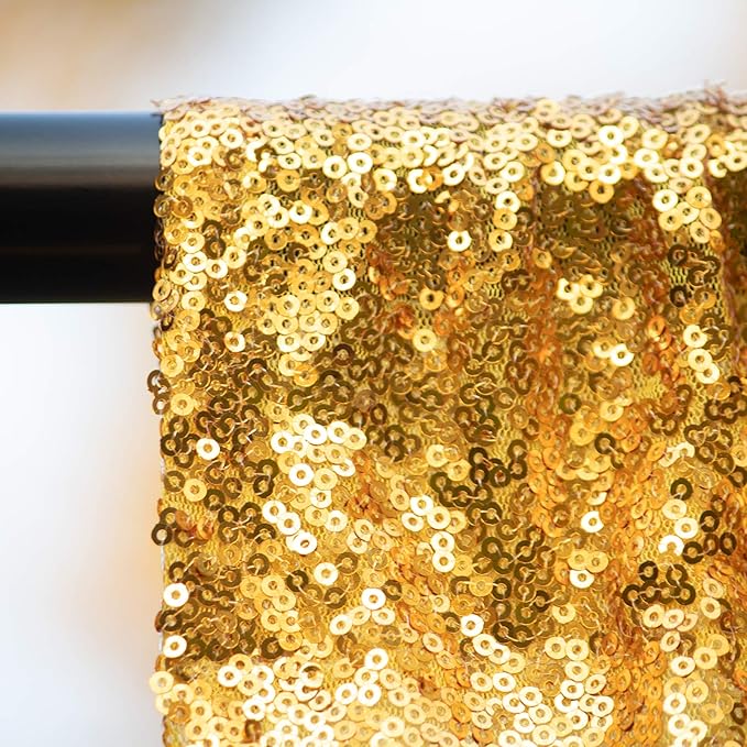 JYFLZQ Gold Sequin Backdrop Curtains 7ft x 7ft 1 Panel Glitter Photo Booth Backdrops Sparkly Photography Background Drapes for Parties Wedding Bridal Showers
