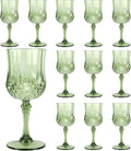 Plastic Wine Glasses，Plastic Goblets Vintage Style Cordial Drinking Glasses for Wedding Reception, Grand Event Party Supplies (12, New Green)