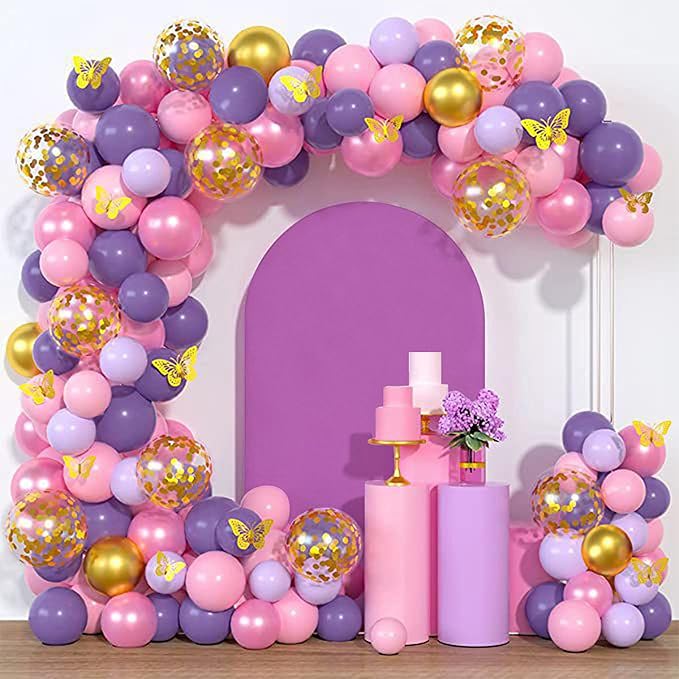 Wedding Arch Covers Arch Backdrop Cover Arch Stand Covers 7.2FT 6FT Set of 2 Arch Cover Spandex Fabric Stretchy Backdrop for Wedding Birthday Party Decoration Baby Shower (Lilac)