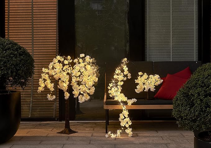 LITBLOOM Cherry Blossom Tree Lights Battery Operated or USB Powered with Timer 18IN 40 Fairy Lights for Wedding Party Table Decoration Inside