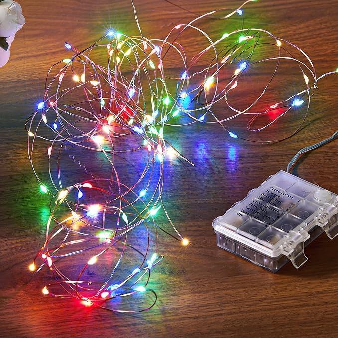 1 Pack 32.8 Ft. Battery Operated Outdoor String Lights with Remote & Timer, LED Multi Color Fairy Lights, Waterproof Twinkle Lights for Bedroom, Dorm, Mason Jar, Wedding, Party, Christmas