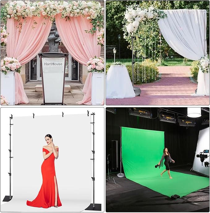 SLOW DOLPHIN Pipe and Drape Photography Backdrop Stand Kit Adjustable Photo Background Stand 10ft x 10ft with Metal Base for Parties Weddings Birthday Party Events Photo Booth(Black)