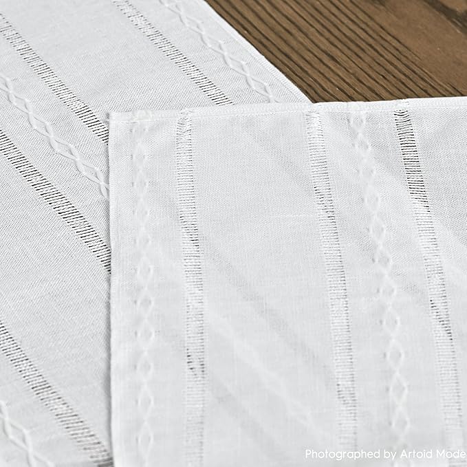Artoid Mode Rustic Cotton Linen Table Runner, Seasonal Embroidered Hollow Kitchen Dining Table Decoration for Home Party Decor 13x108 Inch