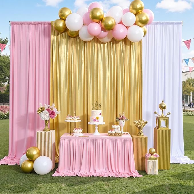 30ftx10ft Gold Backdrop Curtain for Parties, Wrinkle Free Glitter Photo Backdrop Drapes 6 Panels 5x10FT Shimmer Back Drop Cloth for Wedding Birthday Christmas Photography Background