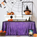 SquarePie Sequin Tablecloth 60 x 120 Inch Purple Sparkly Table Cloth for Halloween Wedding Party