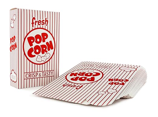 Snappy 3J Red & White Striped Close Top Popcorn Boxes for Movie Night Supplies, Popcorn Boxes Bulk 15000 Count, Movie Night Popcorn Boxes 1.25 oz. Capacity, 4.625” x 2” x 7.5” Popcorn Containers