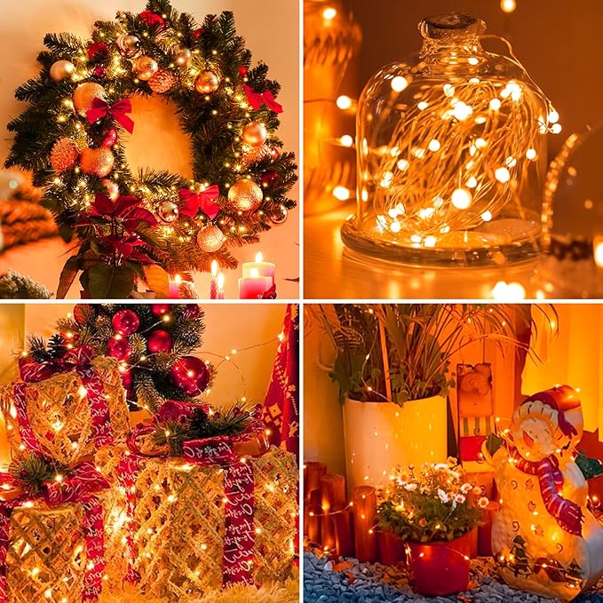 12 Pack Fairy Lights Battery Operated - 7ft 20 Led Twinkle Lights 3 Modes, Bulk Mini String Lights Waterproof for Mason Jars Vases DIY Party Wedding Decoration Christmas -Orange
