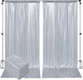 Outpain Thick 30 ft x 10 ft Silver Sequin Backdrop Curtain for Parties, Wrinkle Free Glitter Photo Backdrop Drapes 6 Panels 5x10ft Silver Back Drop Cloth for Wedding Christmas Photography Background