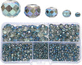 2-10mm Briolette Rondelle 810pcs Clear Green Crystal Glass Beads Faceted Shape Crystal Spacer Beads for Bracelet Necklace Decorative Hand Jewelry Making (2/4/6/8/10mm Clear Green)