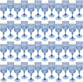 Plastic Wine Glasses，Plastic Goblets Vintage Style Cordial Drinking Glasses for Wedding Reception, Grand Event Party Supplies (100, Blue)