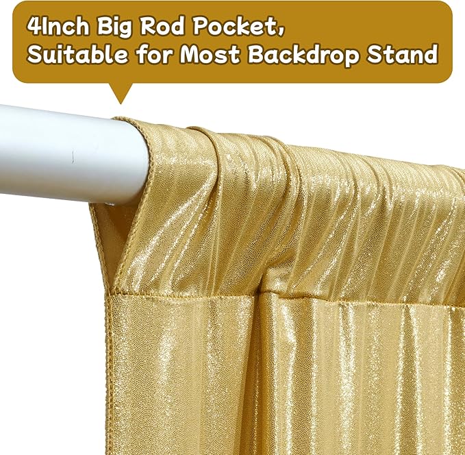 leegleri 30x10ft Thick Gold Glitter Backdrop Curtain Panels for Parties, Wrinkle Free Sparking Sequin Backdrop Drapes, 6 Panels 5x10ft Shimmer Photo Back Drop Cloth for Wedding Birthday Photography