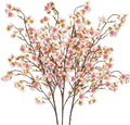 Uieke Silk Cherry Blossom Branches, 40.5in Artificial Cherry Blossom Flowers Long Stems Fake Flowers Vase Arrangements for Wedding Home Japanese Decor, Set of 8, Pink