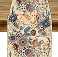 Vintage Paisley Table Runner, Boho Beige Paisley Flower Leaves Print Table Runner for Home Party Patio Indoor Outdoor, 13x70inch