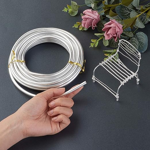 Fashewelry 22.96 Feet/Roll 6mm Thick Aluminum Wire Silver Bendable Metal Craft Wire for Beading Jewelry Craft Making