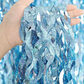 4 Pack Light Blue Party Foil Curtain - CYLMFC 3.3 ft x 6.6 ft Wavy Photo Booth Backdrop Metallic Tinsel Foil Fringe Curtains Environmental Background for Birthday Wedding Party Christmas Decorations