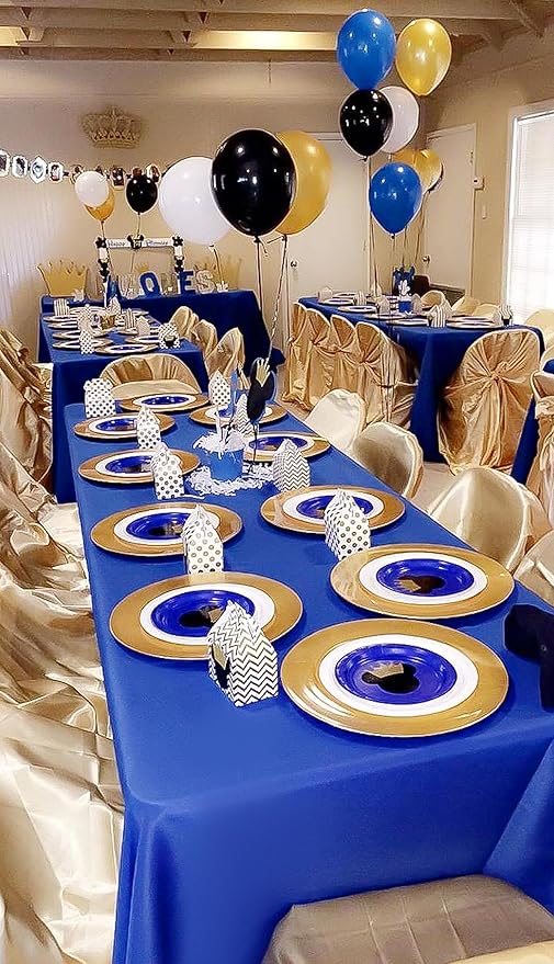 12 Pack Polyester Tablecloth 60 x 102 Inch Royal Blue Tablecloth for 6 Ft Rectangle Tables,Washable Fabric Table Covers Polyester Table Clothes for Wedding Parties Banque