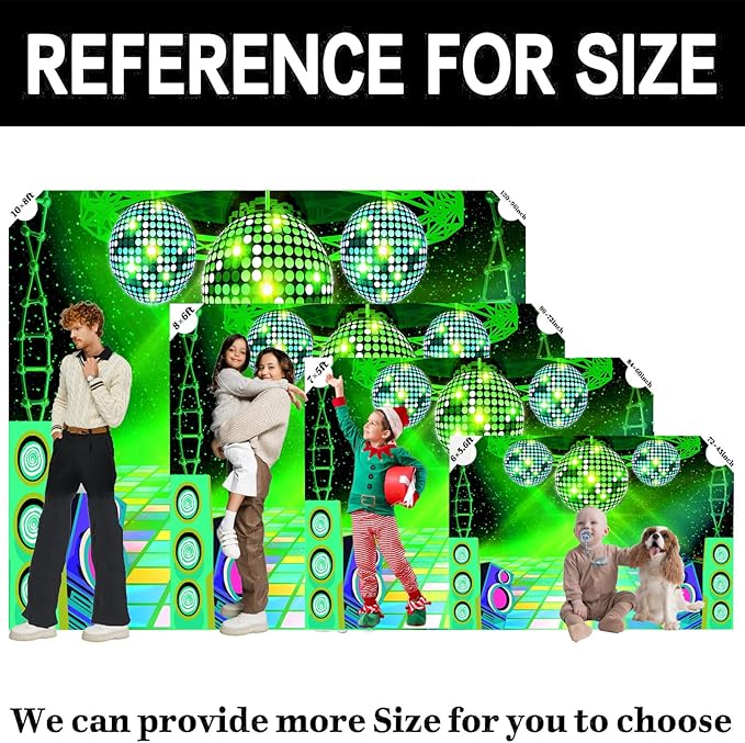 Dance Party Backdrop Retro 80s 90s Theme Stage Dance Ball Music Birthday Party Decoration DJ Photography Background 5 x 3 ft for Baby Shower Picture Photo Shoot Polyester Fabric, Green