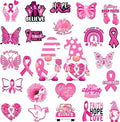Xuhal 25 Pcs Breast Cancer Awareness Magnets Decoration Pink Gnome Ribbon Butterfly Flower Love Decorative Fridge Magnetic Stickers for Mailbox Car Metal Garage Door Decoration