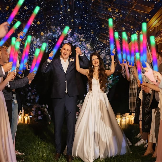 225 Foam Glow Sticks, Foam Light Up Sticks Party Supplies with 3 Mode Colorful Flashing, Glow Sticks Bulk Party Pack, Led Foam Sticks for Birthday, Wedding, Halloween, Carnival, Concert
