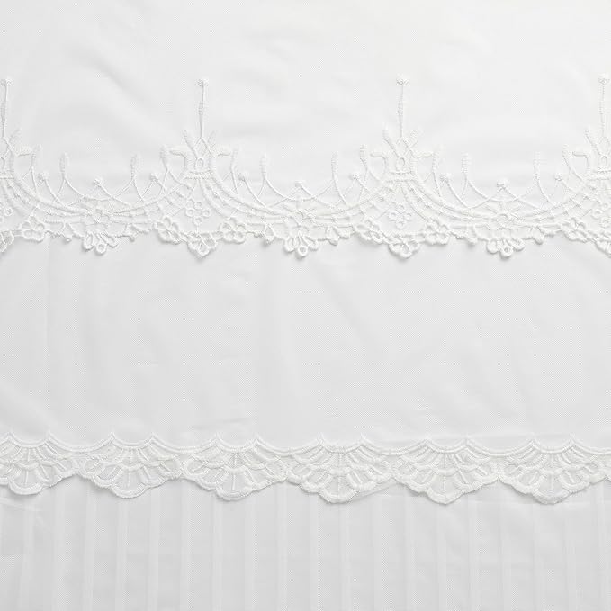 VISIONTEX White Sheer Voile Curtains, Decorative White Embossed European Rod Pocket Window Drapes for Home Kitchen, Living Room and Bedroom 54 x 63 Inch, Set of 2 Curtain Panels