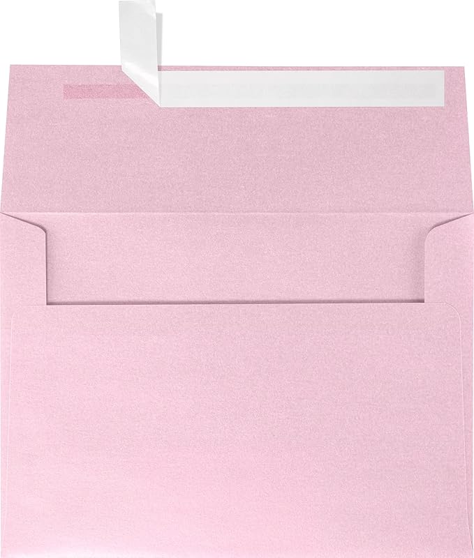 LUXPaper A7 Invitation Envelopes | Peel & Press | 5 1/4" x 7 1/4" | Rose Quartz Metallic | 80lb. Text | 500 Qty