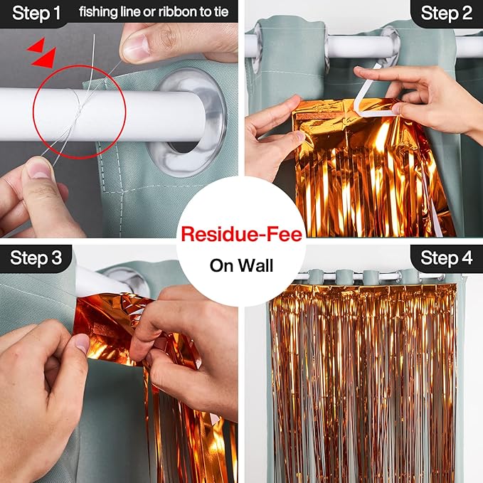 ParyWoo Orange Streamers 2pcs Tinsel Backdrop 8.2FT Metallic Orange Foil Fringe Streamer Curtains Photo Booth Backdrop for Halloween Graduation Baby Shower Bachelorette Wedding Party Decorations