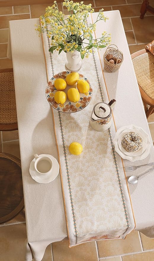 patdrea Designer Tropical Linen Table Runner 71 Inch Long, Yellow Vintage Elegant with Pineapple Pattern Table Mat,Decoration for Kitchen Dining Coffee Table Cover Banquet Christmas , 12"*71"