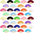 URATOT 36 Pieces Multicolor Folding Fans Silk Bamboo Folding Fans Handheld Fan for Wedding, Party Decoration