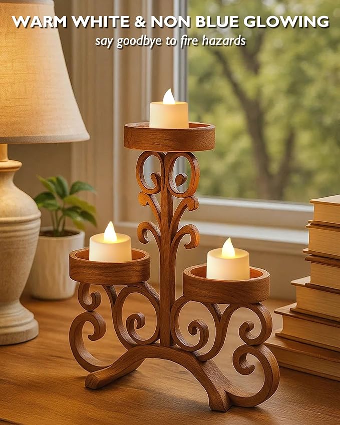 Amagic 24 Pack LED Tea Lights, Flameless Votive Candles, Lasting Electric Fake Small Candles, Battery Operated Tealights Candles for Halloween, Christmas, Home Decor, Wedding, Party, Festival (White)