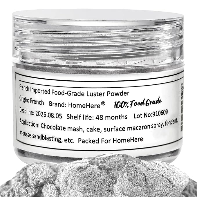 HomeHere Edible Luster Dust Food-Grade Glimmer Powder Glitter for Cake Decorating 7g, Edible Sprinkle Glitter for Cocktails Drinks Baking Candy Dessert Chocolate Vegan Tasteless