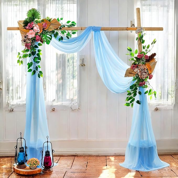 MDS Halloween Chiffon Draping Fabric - 2 Panel, 30" Wide x 50ft Long - Sheer Spooky Arbor & Canopy Drapery for Haunted House Backdrops, Party Ceilings, DIY Costumes & Themed Events - Turquoise