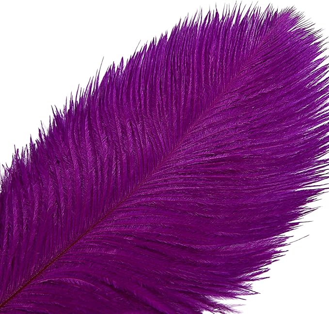 THARAHT 12pcs Purple Ostrich Feathers Natural Bulk 14-16Inch 35cm-40cm for Wedding Party Centerpieces Easter Gatsby and Home Decorate Ostrich Feather
