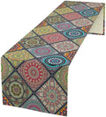 Boho Bohemian Table Runner, Vintage Indian Floral Print Table Cover for Farmhouse Kitchen Dining Table Decor Holiday Party, 13x70inch