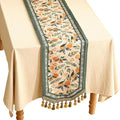 patdrea Designer Vintage Fresh Farmhouse Linen Table Runner 71 Inch Long, Green and Orange Pattern Table Mat, Decor for Kitchen Dining Table Coffee Table Shelf Cabinet Banquet Christmas ,12"*71"